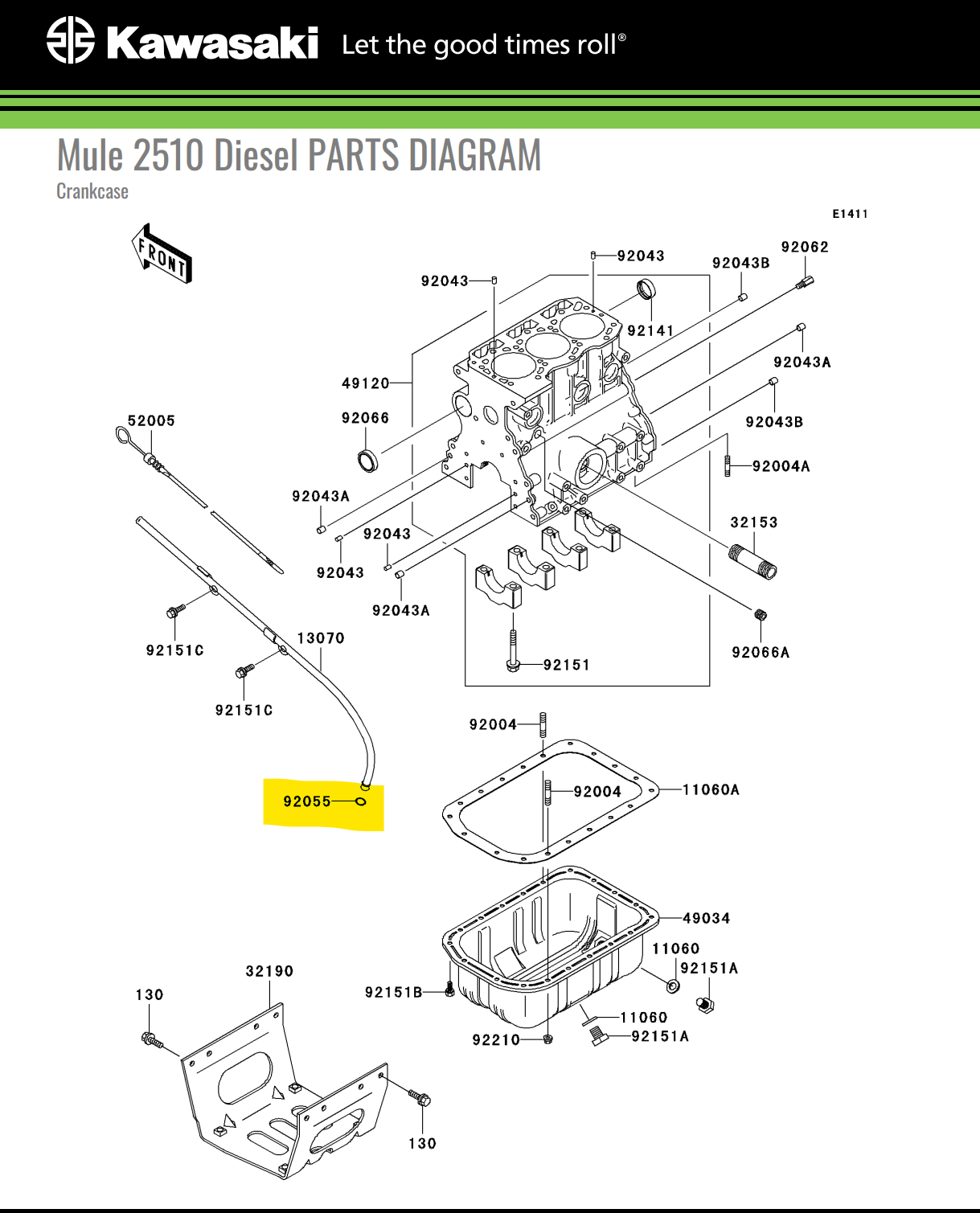 KD92055-1625 Diesel O Ring OEM Kawasaki Replacement
